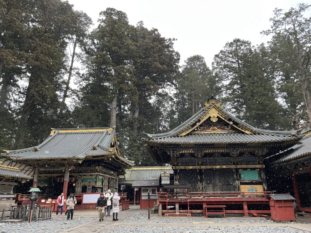 雪が降る日光東照宮